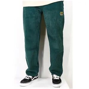 Krooked Eyes Men’s Green Corduroy Skateboard Skater Pants